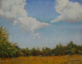 Teresa T. Brunson - PASTEL - CLOUDS DANCING OVER THE TREETOPS