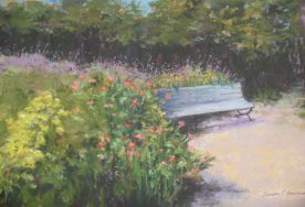 Teresa T. Brunson - PASTEL- SITTING AMONG THE FLOWERS